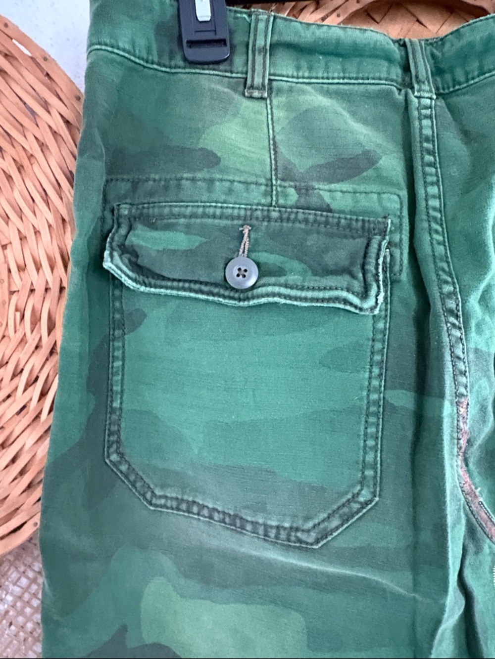 Free People DIY Green Camouflage Patchwork Midi Skirt SIZE 6 - Picture 6 of 7